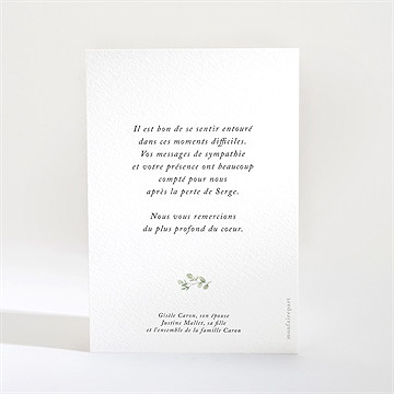 Remerciement décès moderne végétal portrait - Dos de la carte