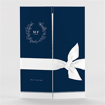 Faire-part mariage bleu romantique 2 volets