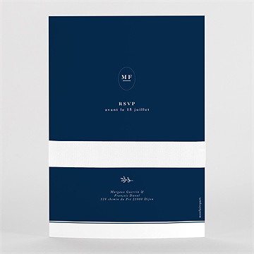 Faire-part mariage bleu romantique 2 volets - Vue de Dos