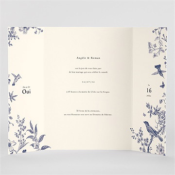 Faire-part mariage exotique 2 volets - Vue Interieur