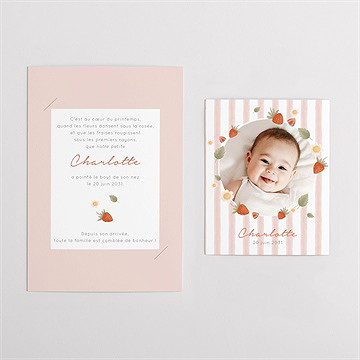 Faire-part naissance fraises acidulées duo - Vue d'ensemble
