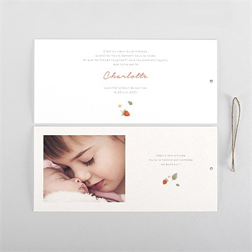 Faire-part naissance fraises acidulées pochette duo - Cartes intérieures recto