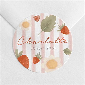 Sticker naissance fraises acidulées