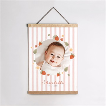 Affiche naissance fraises acidulées pochette duo