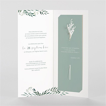 Faire-part de baptême adulte fleur séchée - Intérieur du faire-part