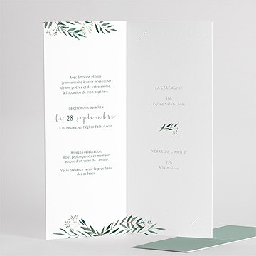 Faire-part de baptême adulte fleur séchée - Détail du faire-part