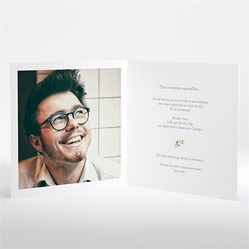 Faire-part de baptême adulte religieux - Intérieur du faire-part