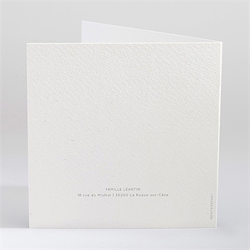 Faire-part de baptême couronne végétale adulte - Dos du faire-part