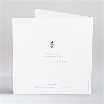 Faire-part de baptême adulte végétal - Dos du faire-part