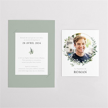 Faire-part de baptême adulte végétal duo - Vue d'ensemble