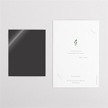 Faire-part de baptême adulte végétal duo - Dos du faire-part