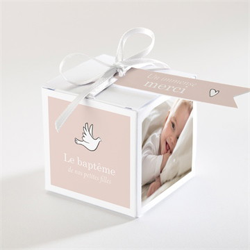 Boîte de dragées baptême petites soeurs plié