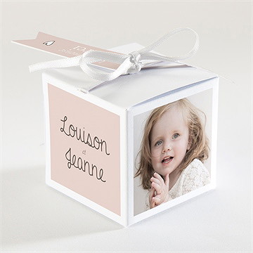 Boîte de dragées baptême petites soeurs - Dos de la boîte