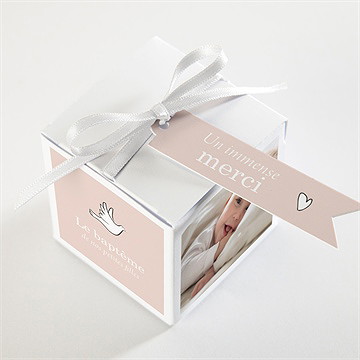 Boîte de dragées baptême petites soeurs - Dessus de la boîte
