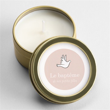 Bougie baptême petites soeurs plié