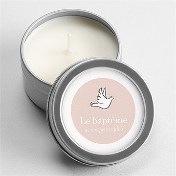 Bougie baptême petites soeurs argent