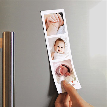 Faire-part naissance fraises acidulées photomaton - Mise en situation