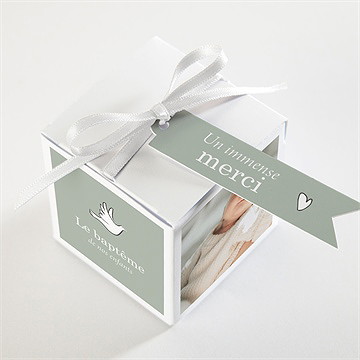 Boîte de dragées baptême petits frères - Dessus de la boîte