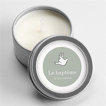 Bougie baptême petits frères argent