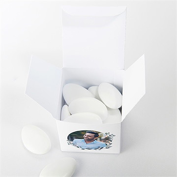 Boîte de dragées baptême adulte eucalyptus - Intérieur de la boîte