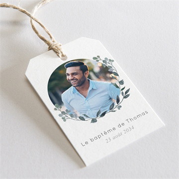 Etiquette baptême adulte eucalyptus