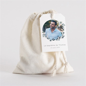 Pochon baptême adulte eucalyptus