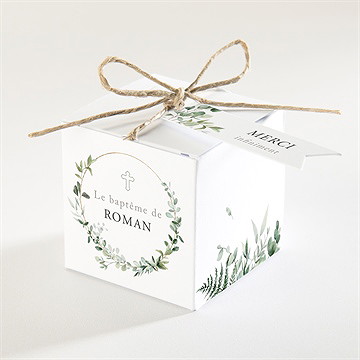 Boîte de dragées baptême adulte végétal