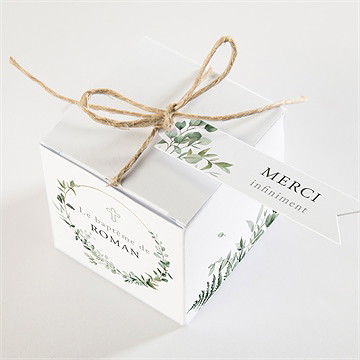 Boîte de dragées baptême adulte végétal - Dessus de la boîte