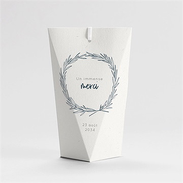 Boîte de dragées baptême couronne végétale adulte étui - Dos de la boîte