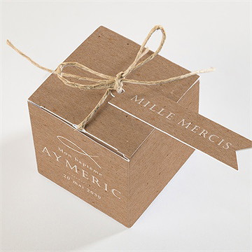 Boîte de dragées baptême ichthus kraft adulte - Dessus de la boîte