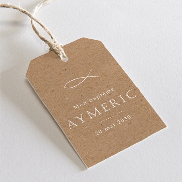 Etiquette baptême ichthus kraft adulte