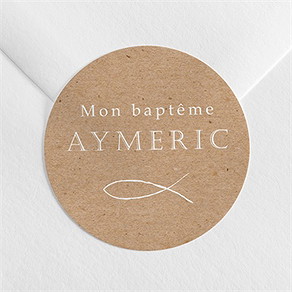 Sticker baptême ichthus kraft adulte