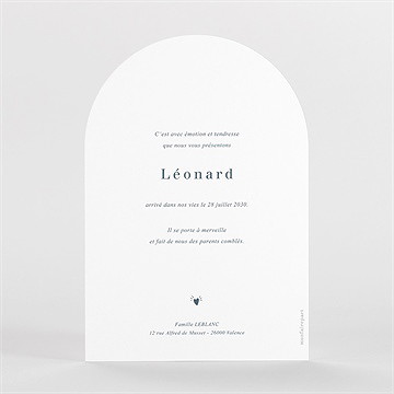 Faire-part naissance jolis pictos arche - Dos du faire-part