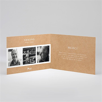 Remerciement décès a dieu plié - Intérieur du remerciement