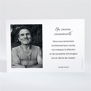Remerciement décès noir et blanc paysage - Dos du carton