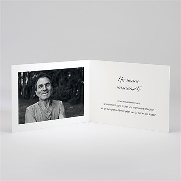 Remerciement décès noir et blanc plié - Intérieur du remerciement