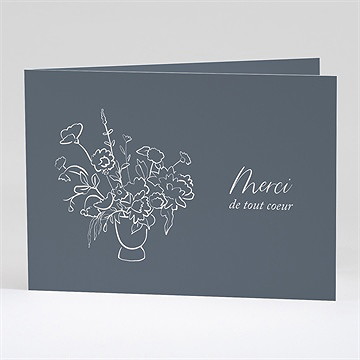 Remerciement décès bouquet floral plié