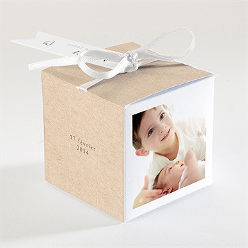 Boîte de dragées baptême frère et soeur - Dos de la boîte