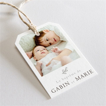 Etiquette baptême frère et soeur duo magnet