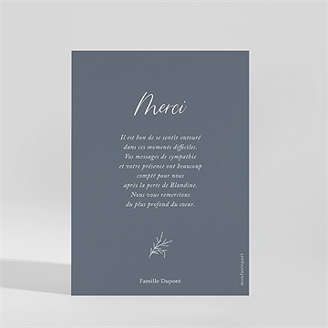 Remerciement décès bouquet floral portrait - Dos de la carte