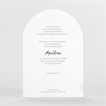 Faire-part naissance mon joli prénom arche - Dos du faire-part