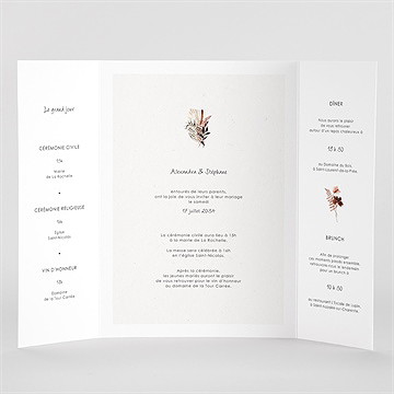 Faire-part mariage pampa 2 volets - Vue Interieur