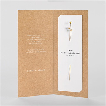 Remerciement mariage bohème écolo fleur séchée - Intérieur du faire-part