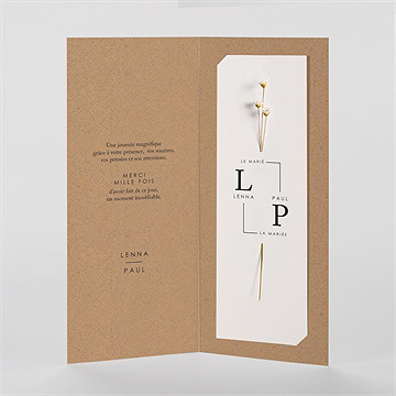 Remerciement mariage liés photomaton fleur séchée - Intérieur du remerciement