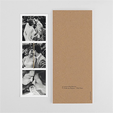 Remerciement mariage liés photomaton fleur séchée - Dos du remerciement