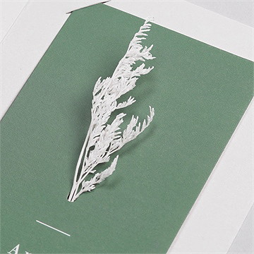 Remerciement mariage emeraude fleur séchée - Vue zoomée