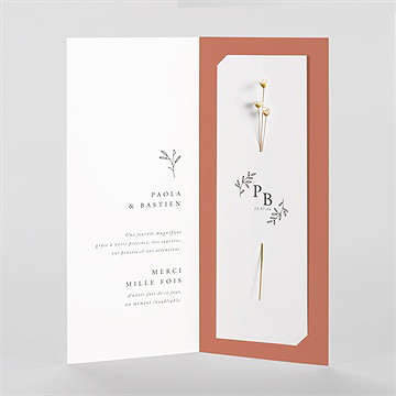 Remerciement mariage douce terracotta fleur séchée - Intérieur du remerciement