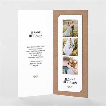 Remerciement mariage nature chic photomaton duo - Intérieur du remerciement