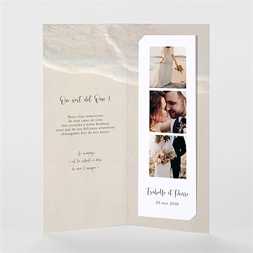 Remerciement mariage dans le sable photomaton duo - Intérieur du remerciement