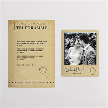 Remerciement mariage notre télégramme duo - Vue d'ensemble